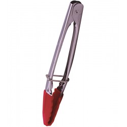 Pegador 18cm De Aço Inox E Silicone Vermelho
